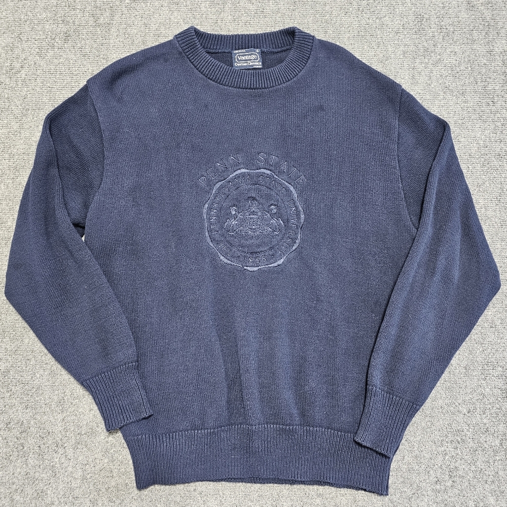 VTG 80s Vantage Penn State Nittany Lions Sweater USA Made Pennsylvania Seal LG
